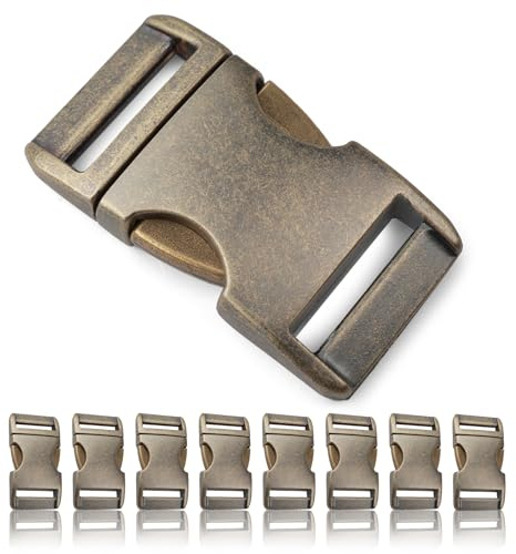 Ganzoo Metall-Klickverschluss Alumaxx 8 Stück, Klippverschluss/Steckschließer 5/8 Zoll 15mm, vermessingt in Goldoptik antik, stabile Metallschnalle für Paracord-Armbänder, Hunde-Halsbänder, Rucksack