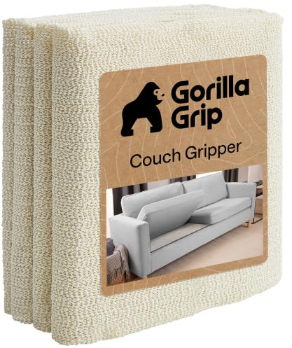 GORILLA GRIP Non Slip Couch Gripper, Prevents Couches from Sliding and Holds Bed in Place, Pad Grips Beds, Sofa, Mattresses, Chair Cushions and Helps Keep Topper from Slipping, Easy Trim Pads
