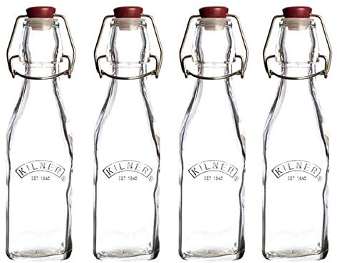 Kilner Clip Top Square Bottle 250ml Set of 4