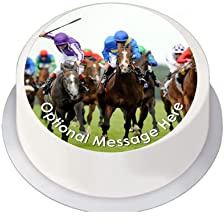 cdb Horse Racing party decorations 7.5 inch Round edible Iced fondant Topper Frosting Icing Personalised
