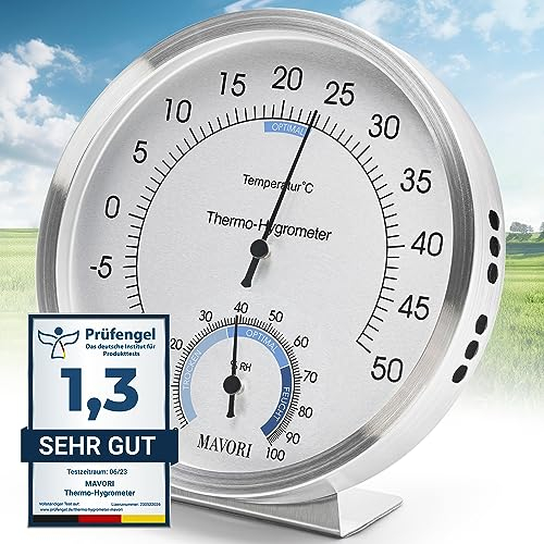 MAVORI® 2in1 Igrometro Termometro Analogico, Termometro Ambiente Interno Precisa Per La Misurazione Dell'umidità E Della Temperatura, Termometro Ambiente Interno Professionale Per Un Ambiente Sano