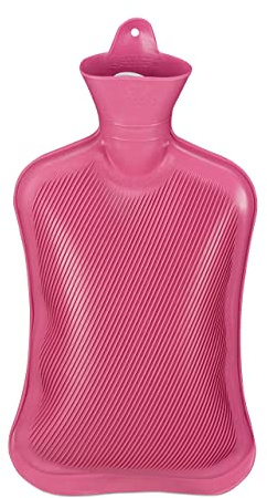 Relaxdays Wärmflasche ohne Bezug, langlebig, sichere Wärmeflasche, 2 L Bettflasche, geruchsneutraler Naturgummi, pink