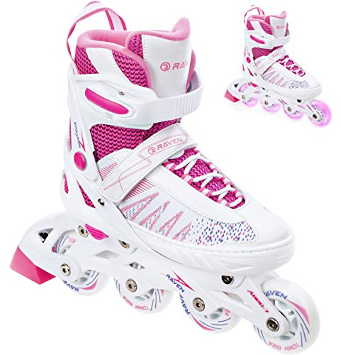 RAVEN Inline Skates Inliner für Kinder Mädchen verstellbar (Grace, 28-32 (18,5cm-21cm))