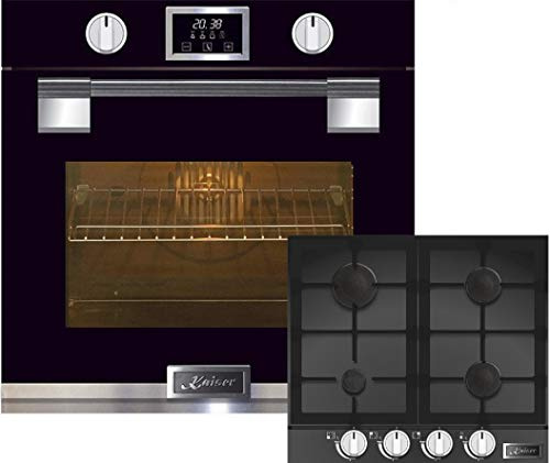 Kaiser Herdset Autark, Kaiser EH 6338s Einbau Elektro Backofen schwarz + Kaiser KCG 6387 Gaskochfeld 60 cm schwarz