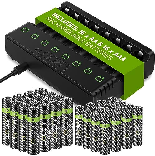 Venom Rechargeable Battery Charging Dock plus 16 x AA 2100mAh and 16 x AAA 800mAh Batteries