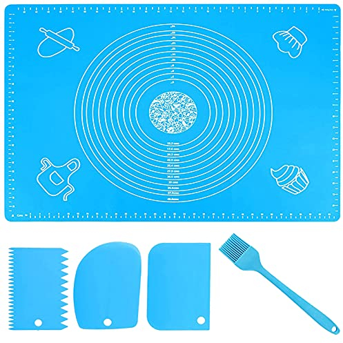 Annhao Tappetino da Forno in Silicone (70x50cm), Grande Stuoia di Rolling della Pasticceria del Silicone, Spianatoia per impastare, Riutilizzabile, Antiaderente, Resistente al Calore, Antiscivolo, Blu