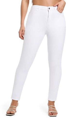 MIRLCIMR Womens High Waist Stretch Pants Push Up Butt Lifting Skinny Colombian Jeans,White,8