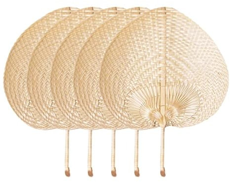 ISAKEN Natürliche Handfächer, Saunafächer aus natürlichem Bambus, Herzförmiger handgewebter Fächer, Chinesischen Retro Stil DIY Herzförmiger Bambus-Fächer für Sommer, Strand, Party, Hochzeit