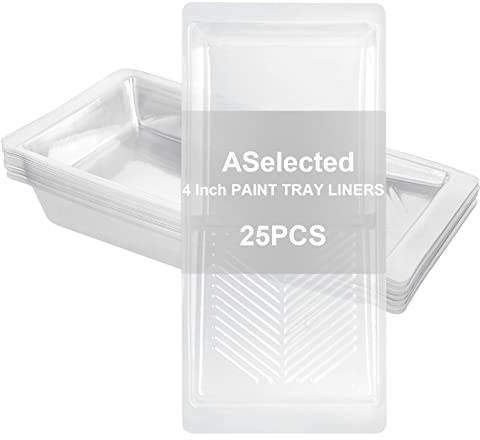 ASelected 25Pcs Disposable 4 Inch Paint Tray Liners, Paint Roller Tray Liners Fits 4 Inch Paint Tray and Paint Roller Brushes, Plastic Paint Trays Inserts for Mini Small Paint Tray