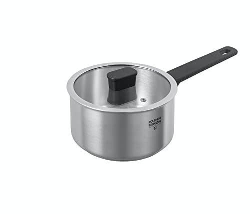 Kuhn Rikon Locarno Saucepan, 16cm/1.5L Oven Safe Stainless Steel Pan. Dishwasher Safe Cooking Pot with Glass Pan Lid. Saucepans for Induction Hobs - Lifetime Kuhn Rikon Cookware Guarantee