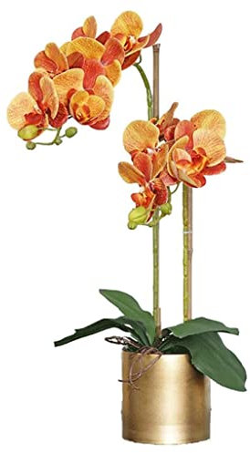 HRTC Künstliche Orchideen mit Vase, künstliche Phalaenopsis-Blumen, Heimdekoration, künstliche Orchideen, Elegante künstliche Blumen