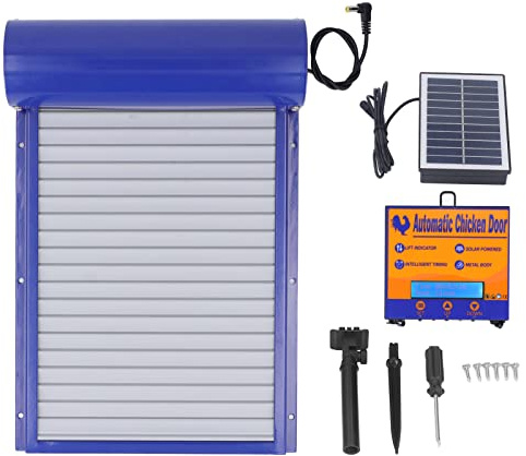 Porte Automatique Poulailler Solaire avec Minuterie Ouvre-Porte de Poulailler Automatique Solaire Trappe de Poulailler Electrique pour Garder Le Poulet en Toute Sécurité
