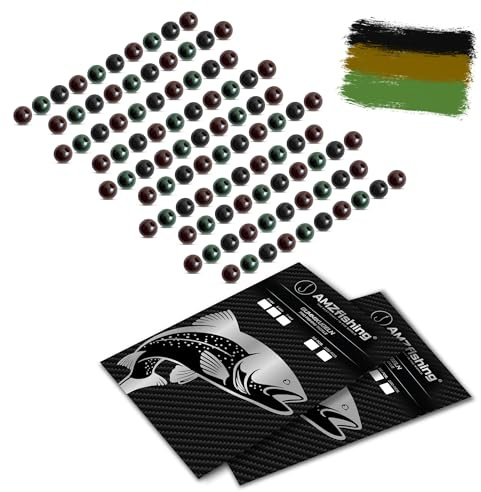 AMZfishing 100 x gummipärlor, fiske, 3 mm i tre färger | karpfiske | stopppärlor, gummi | fisketillbehör | gummistopp | gummistopp | stopppärlor | gummikulor (kamouflage, 3 mm)