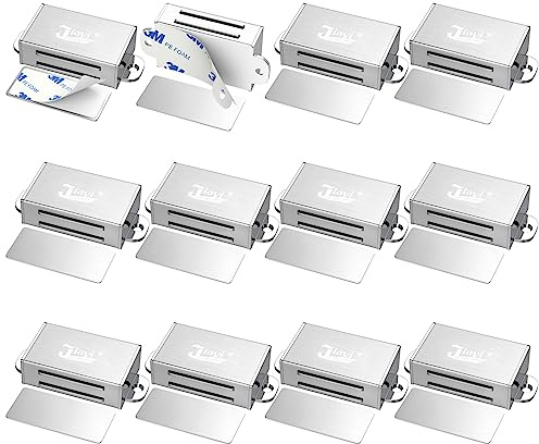 Cabinet Door Magnet Adhesive Jiayi 12 Pack Magnetic Door Catch Cabinet Magnetic Latch Stainless Steel Kitchen Magnetic Latch for Cupboard Magnetic Door Closure Closet Door Closing for Drawer Wardrobe