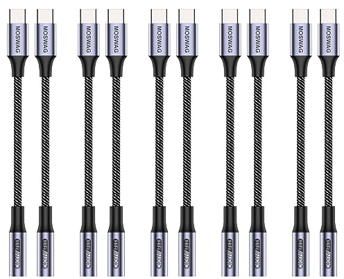 MOSWAG USB Type C to 3.5mm Headphone Jack Adapter, USB C to Aux Dongle Cable for iPhone 16 Pro Max/16 Pro/16 Plus/16/15 Pro/15, Samsung Galaxy S25 S24 S23 S22 S21 S20, Huawei, Pixel, iPad and more. | Headphone Adapter,USB C Aux Adapter with HiFi Audio DAC Aluminum Body for iPhone 17 Pro Samsung Galaxy S26