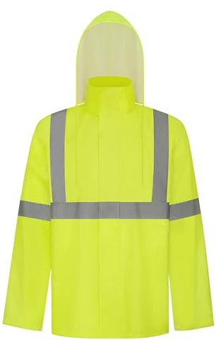 TCCFCCT Men's Reflective Rain Jacket with Hood, Lightweight Waterproof Coat, High Visibility Safety Gear, Durable, 2XL-3XL Yellow