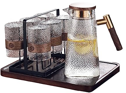 Jus Carafe d'eau Tasse à eau en verre rétro chinois maison résistant aux hautes températures tasse à thé bouilloire ensemble tasse à boire anti-brûlure salon hospitalité tasse Thé Cruche