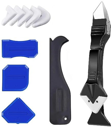 Hbsite 11PCS Spatola per Silicone Raschietto Togli Silicone Spatole per Silicone Calafataggio Flex Kit Silicone 3 in 1 Spatola Silicone Sigillante Professionale con Grout Remove