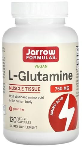 Jarrow Formulas L-Glutamine 750mg - 120 Vcaps - Complément pour Récupération Musculaire & Soutien Digestif de Haute Qualité