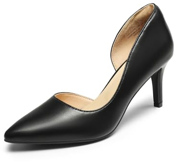 DREAM PAIRS Scarpe Classiche con Tacco a Gatto Décolleté da Donna Scarpe con Tacco a Spillo da Donna,Size 36.5,Nero-Pu,SDPU2416W