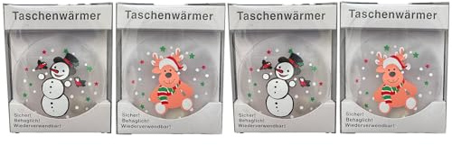 jameitop® 4er Set Taschenwärmer Rentier Schneemann Nikolaus Süße Handwärmer warme Finger, wiederverwendbar