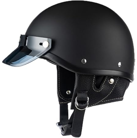 Casco Jet Moto Aperto Retrò Casco Scodella Portatile, ECE Omologato Mezzo Elmetto da Moto Retrò per Uomo Donna Biker Cruiser Scooter Touring A,XL