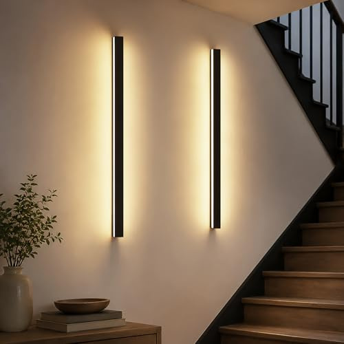 ZMH 2ER Wandlampe LED Wandleuchte innen Flur Modern 60CM 21W Schwarz 3000K
