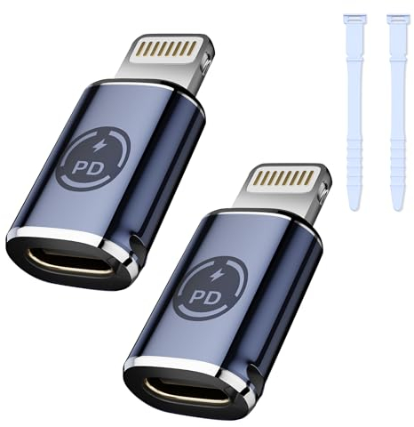 YIMATEECO USB C auf Lightning Adapter, USB-C Buchse auf Lightning Stecker Unterstützt 27W PD Schnellladung & Datensynchronisierung für iPhone 14/13/12/11/XS/XR/iPad, Nicht für OTG (Hellblau, 2Stü)