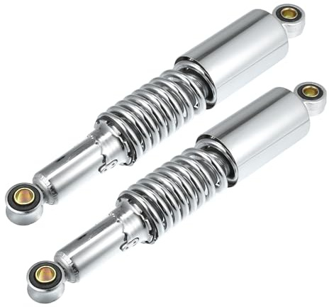 Hihaha Ammortizzatore Posteriore Per Honda CB400ss Sospensioni Ad Aria | Metallo, Tono Argento, Da Occhio A Occhio, Sospensione Aria Con Molle, 34.5x5.5cm, Foro Montaggio 12.3mm