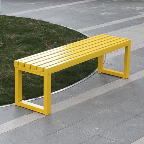 Gartenbank Holz Wetterfest Gartenbank Metall Modern Parkbank Bank Gartenmöbel für Balkon Terrasse Garten Ohne Rückenlehne Oder Armlehnen (Color : Yellow, Size : 150cm)