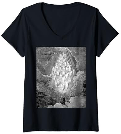 Damen Goldene Leiter Gustave Dore Göttliche Komödie Dantes Paradies T-Shirt mit V-Ausschnitt