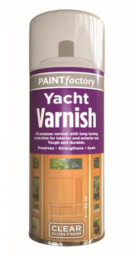 RAPIDE PF Yacht Varnish Spray Gloss Clear 250ml | Paint Factory Colour It Spray Paint | Tough and Durable Top Coat for Long Lasting Protection | Interior & Exterior Use (1)