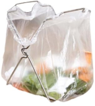 JUSHZ Support Sac Poubelle sur Pied Porte Sac Poubelle Porte-Sacs Poubelle Camping Pliable Exterieur INOX Pliable Porte-Chiffons Acier Inoxydable Cuisine (19x21.6x28cm,Silver)