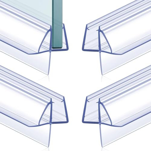 Lot de 4 joints d'étanchéité pour bas de porte de douche en verre sans cadre de 70 cm, 280 cm, pour verre de 6 mm, 8 mm, 10 mm d'épaisseur (6 mm)