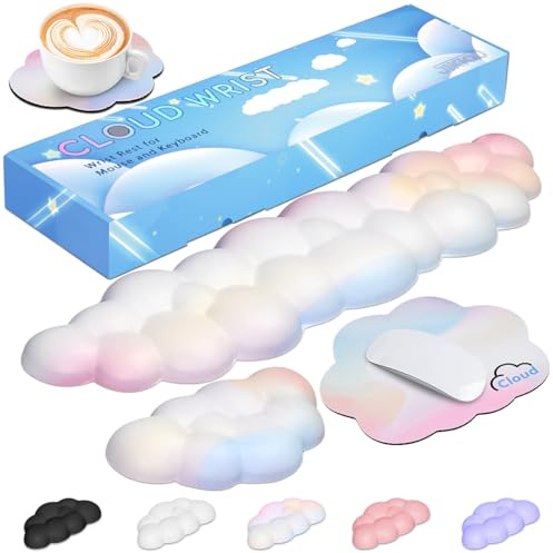 JIKIOU Repose-poignet pour clavier Cloud avec base en PU antidérapante, coussin de soutien pour le bras en cuir Cloud amélioré en mousse à mémoire pour clavier, repose-poignet pour ordinateur portable