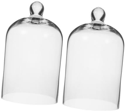 BATHVEVE 2stücke Klarglas-glocke Für Unvergängliche Blumen Runde Glashaube Zur Präsentation Von Trockenblumen Und Lippenstiften Elegante Glasabdeckung Mit Schutzfunktion Transparent Und