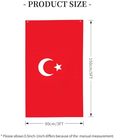 Bandiera decorativa della Turchia 0,9 x 1,5 m in tessuto leggero ed elegante personalizzato per esterni