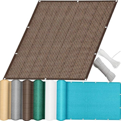 QINLIQIN Telone con Occhielli 2.5 x 3 m Telo Frangivento da Esterno Anti-UV, Resistente al Vento e alle Intemperie con Occhielli e Corda per Recinzione Giardino Terrazzo, Marrone