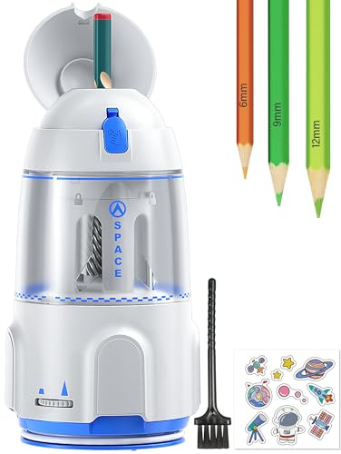 QEANY Temperamatite Elettrico Completamente Automatico, Arresto Automatico, Ricaricabile, Con Serbatoio, Per Matite da 7-12 mm, Per Bambini, Ufficio, Casa