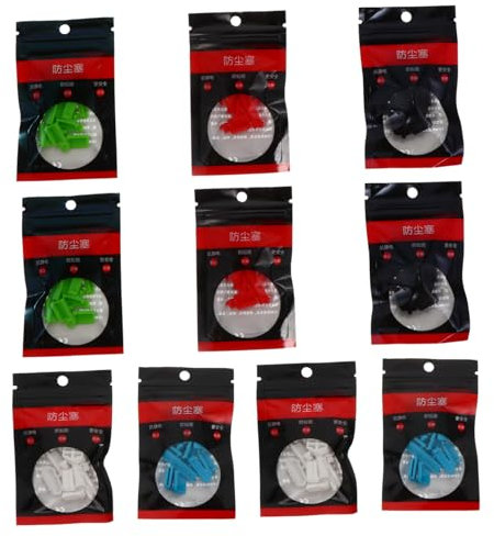 NUOBESTY Tapones Para Puerto De Carga Para Portátil, Enchufes De Silicona Duraderos, Paquete De 160 Unidades (10 Paquetes), Protección Antipolvo Para Laptop, Colores
