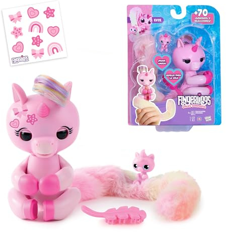 Bizak Fingerlings Überraschungsschwanz, Einhorn, kämmt seinen sehr Langen Schwanz, versteckt eine Überraschung, interaktives Einhorn mit über 70 Geräuschen und Reaktionen, ab 5 Jahren (61853243-2)