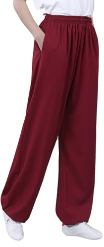 Pantaloni di Cotone E Lino Tai Chi per Uomini Donne, Pantaloni di Arti Marziali Traspiranti con Tasche, Pantaloni Sciolti di Kung Fu per Chun di Ala da Yoga(Size:XL,Color:c)