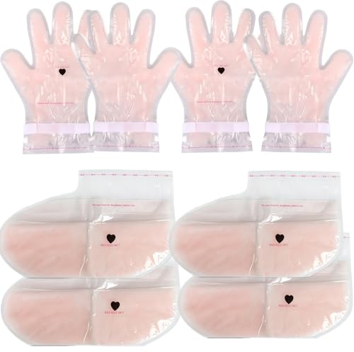 4er-Set Paraffinwachs-Handschuhe & Fußüberzüge Herbst & Winter – Feuchtigkeitsspendende Hand- & Fußpflegesocken | Haus-Spa Pflege & Intensive Hautheilung