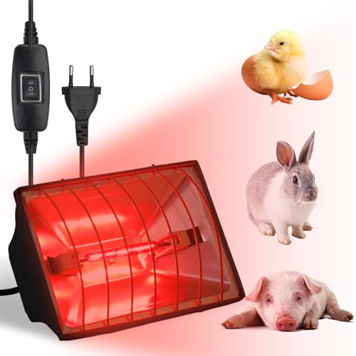 175W Rotlichtlampe Wärmelampe, Heizungen Für Hühnerställe, Heizlampe Hühnerstall, Wärmelampe Tiere Automatische Thermostatisch Infrarotlampe,Für Küken, Ferkel, Welpen