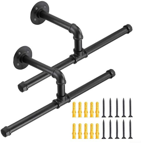 Yuanpgky Wall-Mounted Backpack Sprayer Storage Rack for Outdoor Power Equipment, Steel Hanger for Leaf Blower & Vacuum Parts, 19.7 in, Black(2pcs)