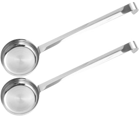 GARVALON 2 pièces Cuillère à Sauce Plate Acier Inoxydable Louche à Pizza Ergonomique avec Crochet pour Service et Étaler Sauce Ketchup