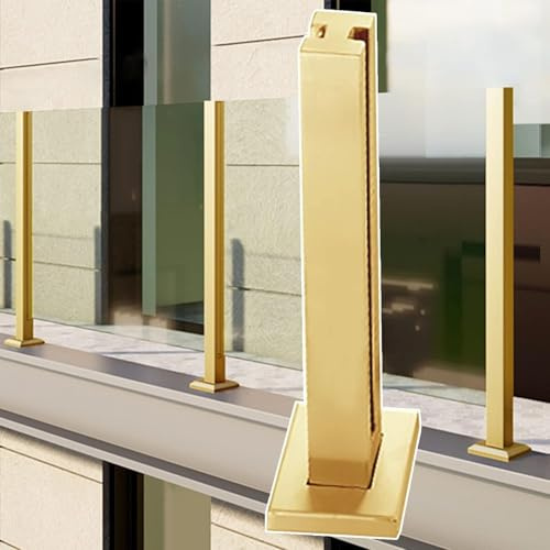 D - Sistema di ringhiera in vetro quadrato in acciaio inox, kit completo per balcone, patio, giardino, recinzione per sicurezza ed estetica moderna