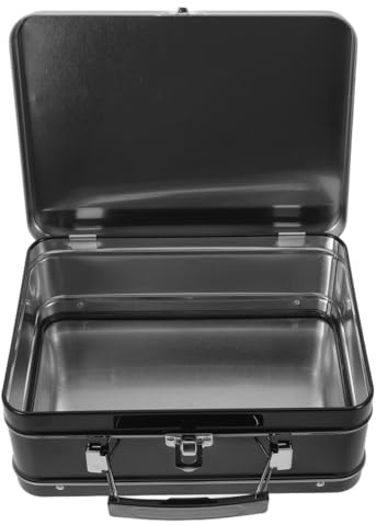 Hemobllo Tinplate Lunch Box with Handle Portable Metal Box with Hinged Lid and Buckle Latch Leakproof Lunch Container for Snacks Candy Jewelry Crafts Travel Storage