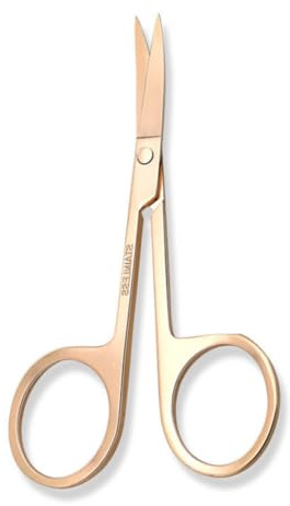 BATHVEVE Tijeras Cuchillas Precisas y Corte Indoloro de Acero Inoxidable Dorado para Vello Nasal y Cejas Ideales para Cuidado Personal Diario