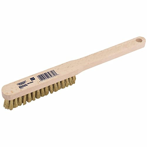 Draper Brass Wire Scratch Brush | 225mm Rust Removal Tool | Wooden Handle | Paint Removal | Cleaning Hand Tools | 65670